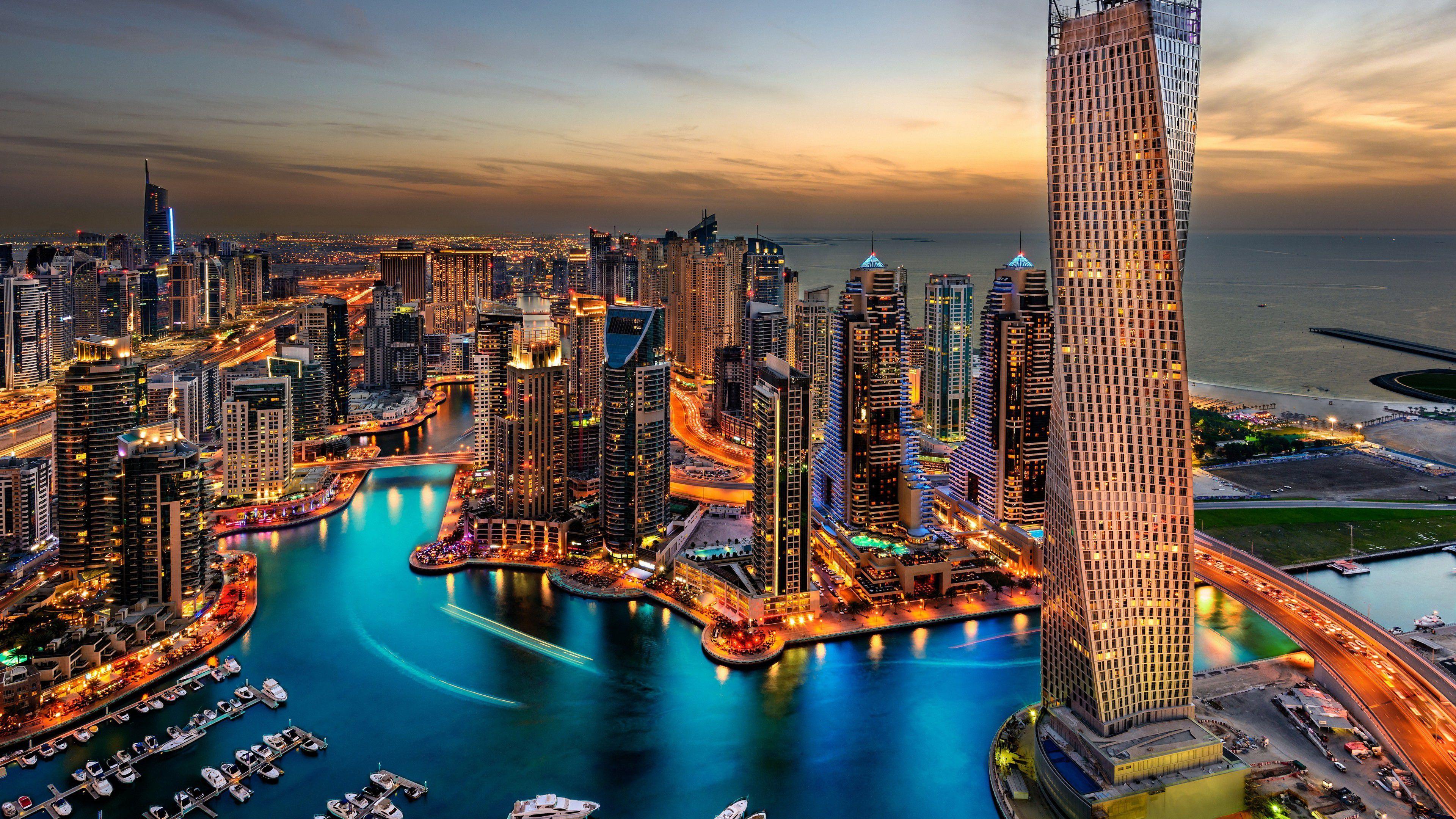 Dubai Marina City 4K Wallpaper – free HD wallpaper
