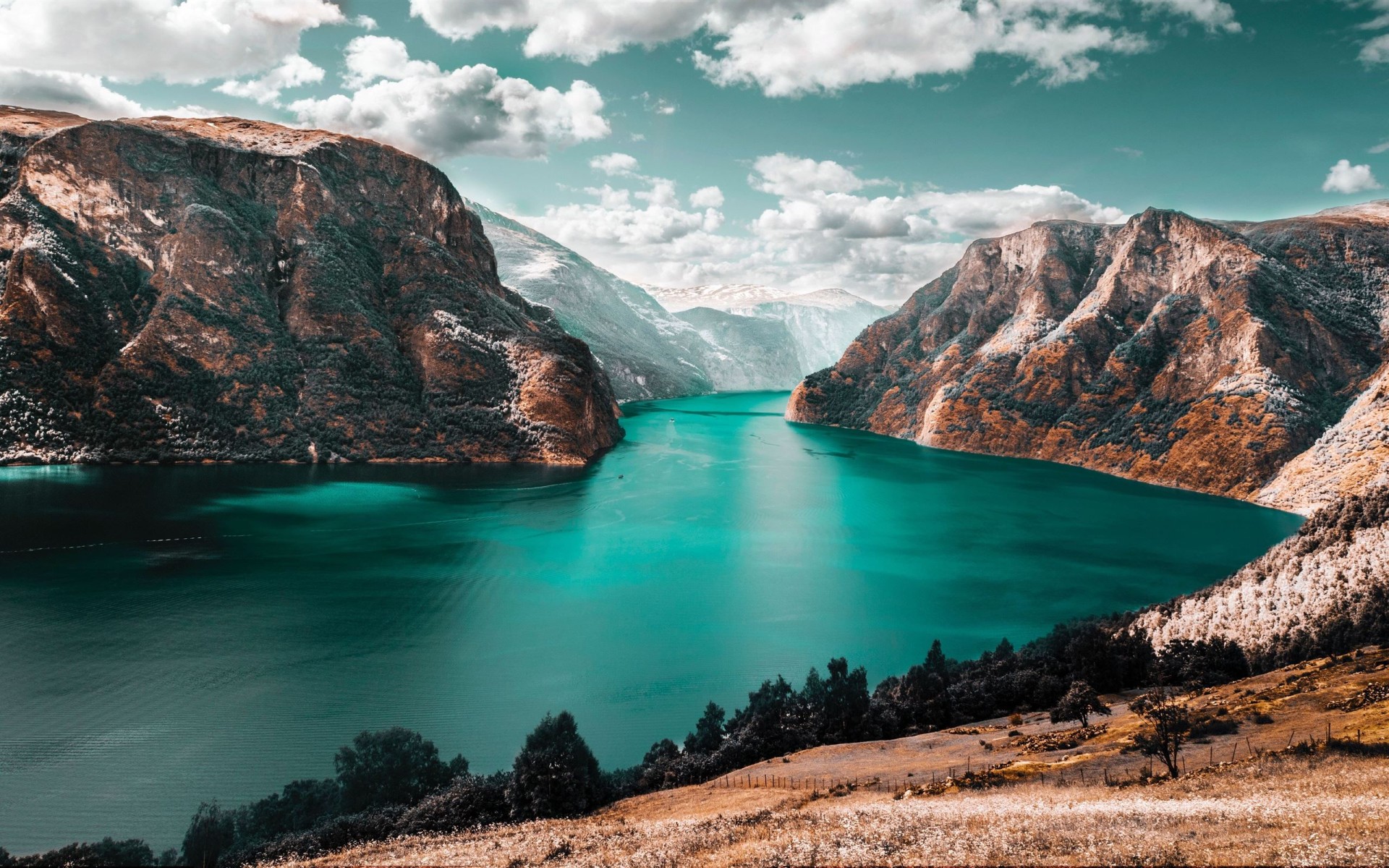 Teal Fjord Landscape Wallpaper – free HD wallpaper
