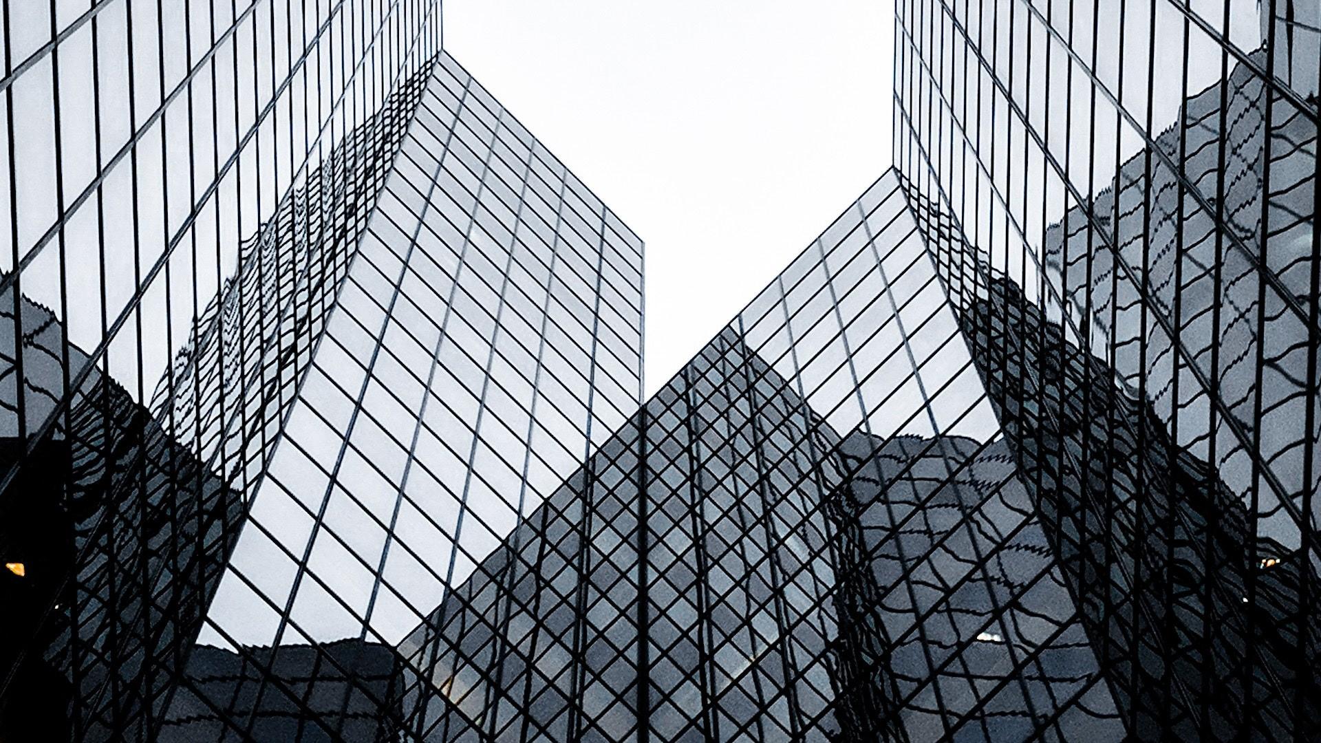 Glass Skyscraper Reflection Full HD Wallpaper