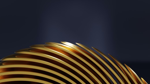 Gold Ribbed Abstract 5K Wallpaper