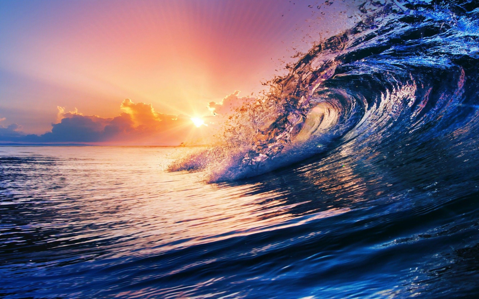 Golden Sunset Ocean Wave Wallpaper – free HD wallpaper