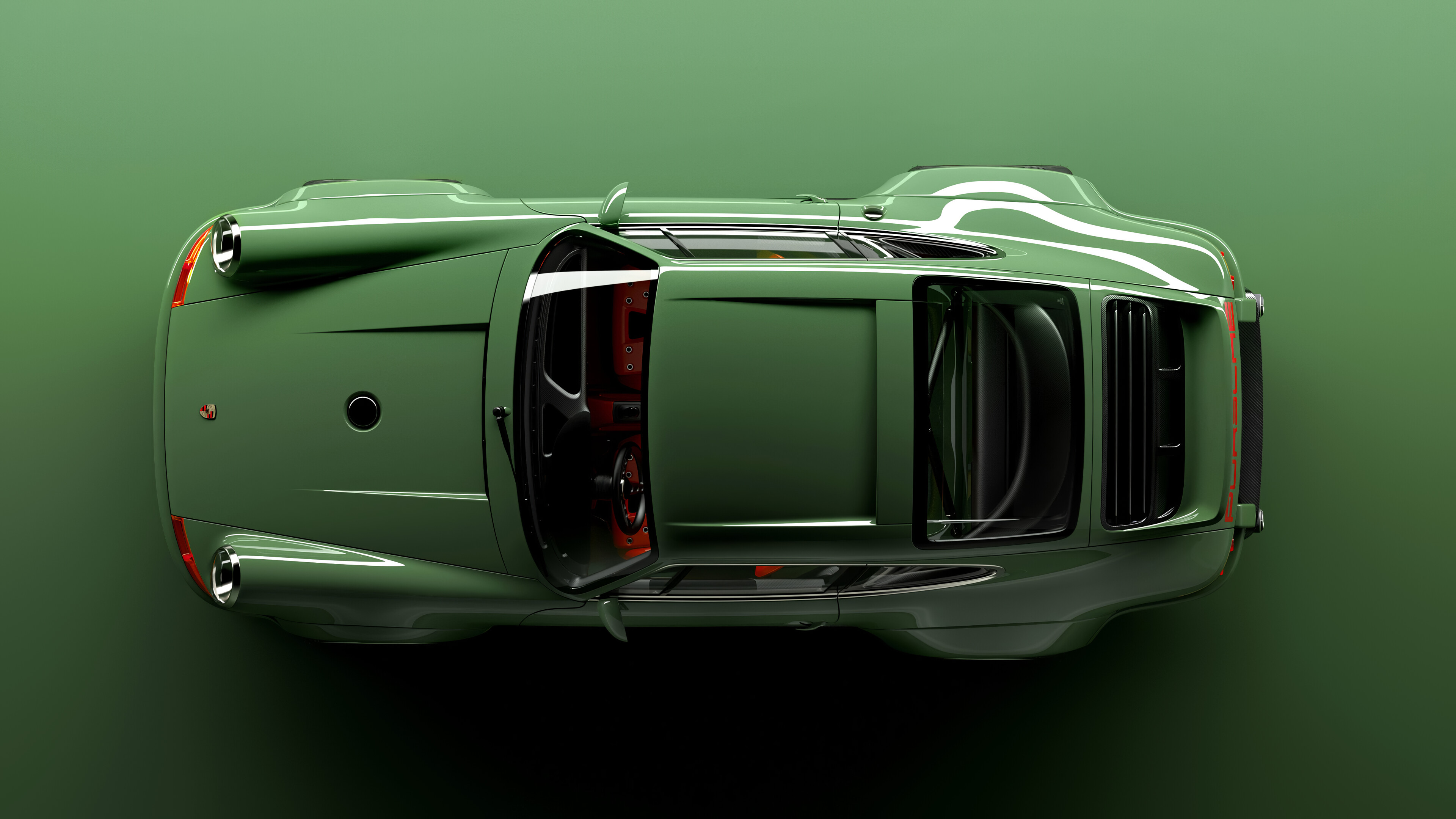 Green Vintage Sports Car Top View Wallpaper – free HD wallpaper
