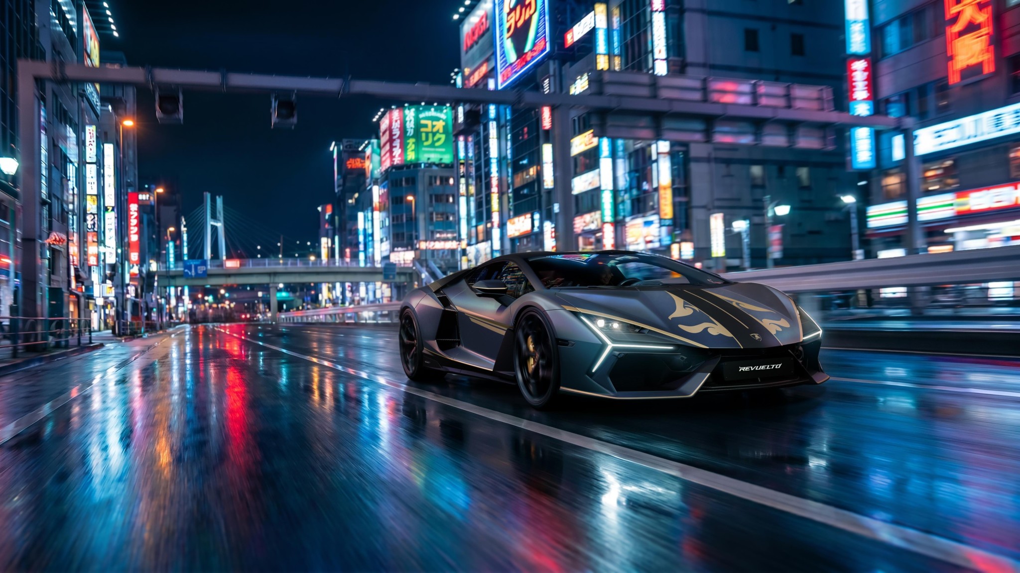 Lamborghini Revuelto Tokyo Night 4K Wallpaper