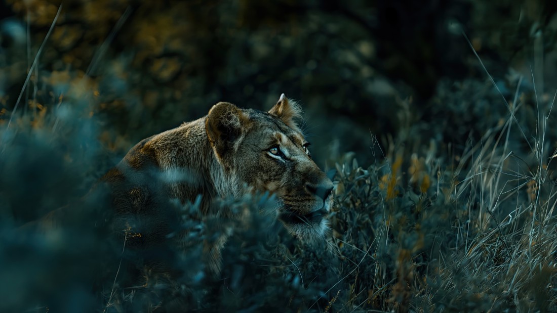 lioness-in-dark-grass-4k-wallpaper-3840×2160