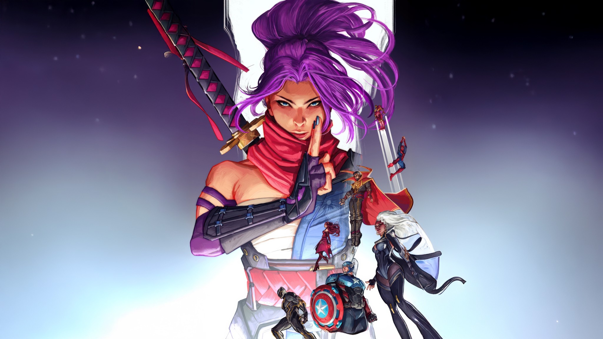 Marvel Rivals Psylocke Purple 5K Wallpaper