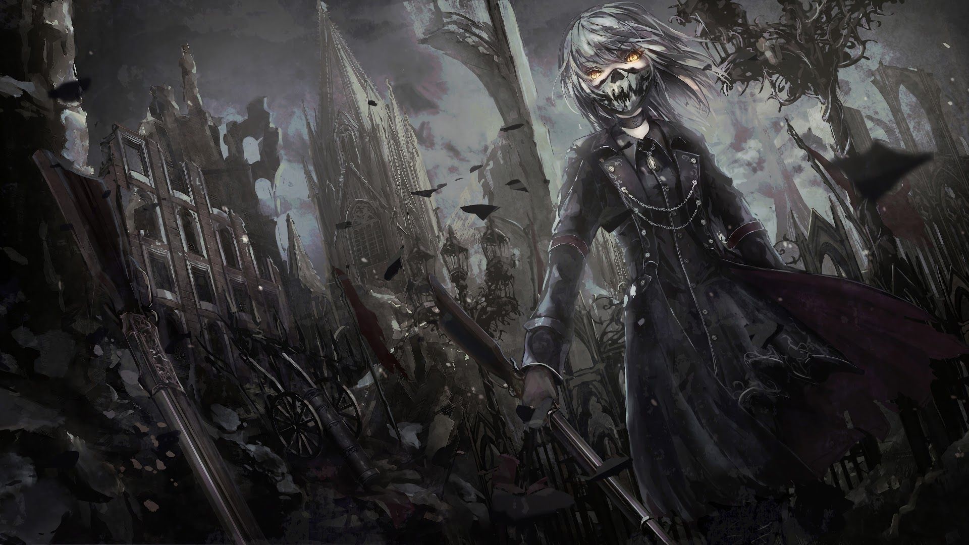 Masked Gothic Anime Girl Wallpaper