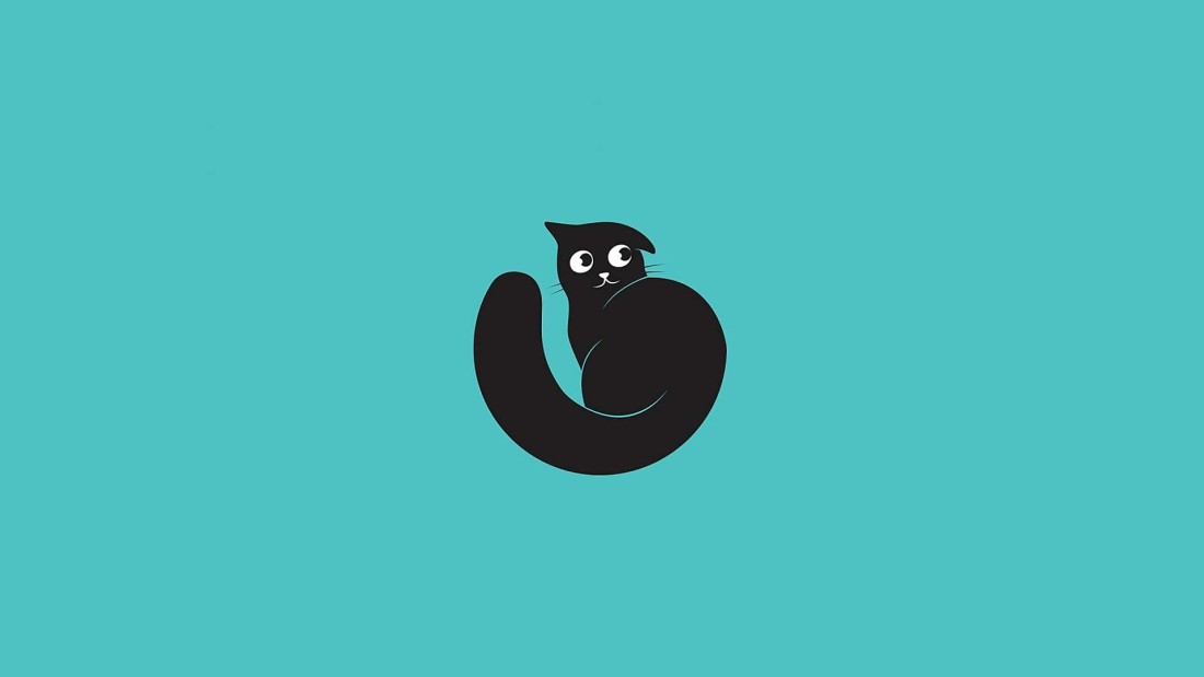 minimal-black-cat-cyan-wallpaper-1920×1080