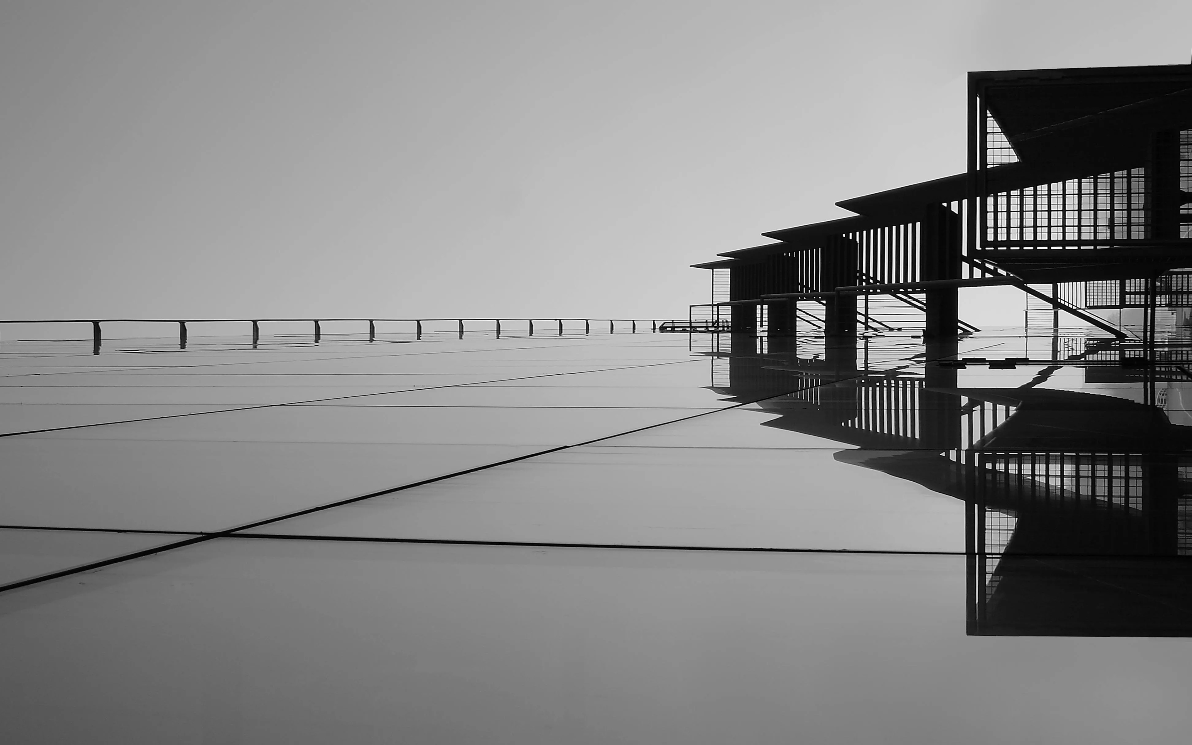 Minimalist Black and White Architecture Reflection Wallpaper – free HD wallpaper