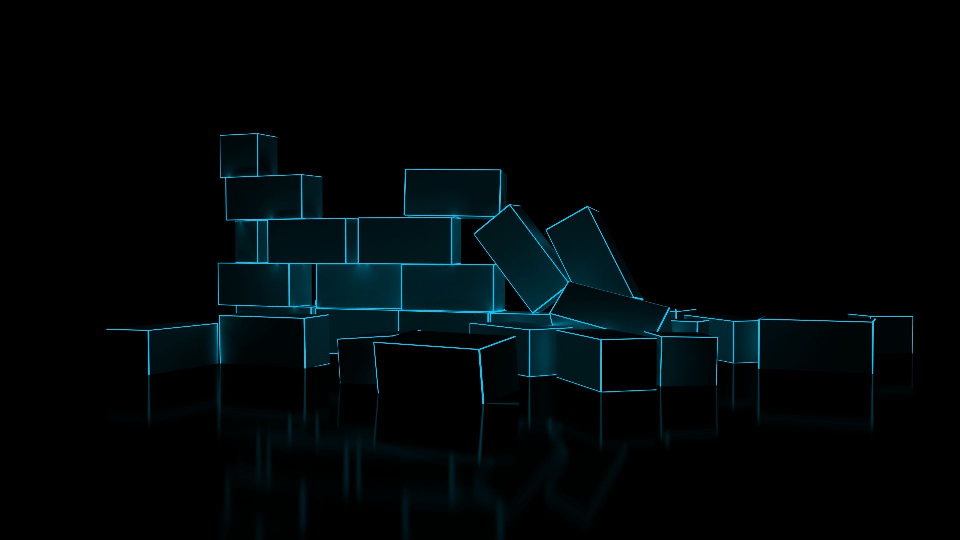 Cyan Neon Cube Wallpaper – free HD wallpaper