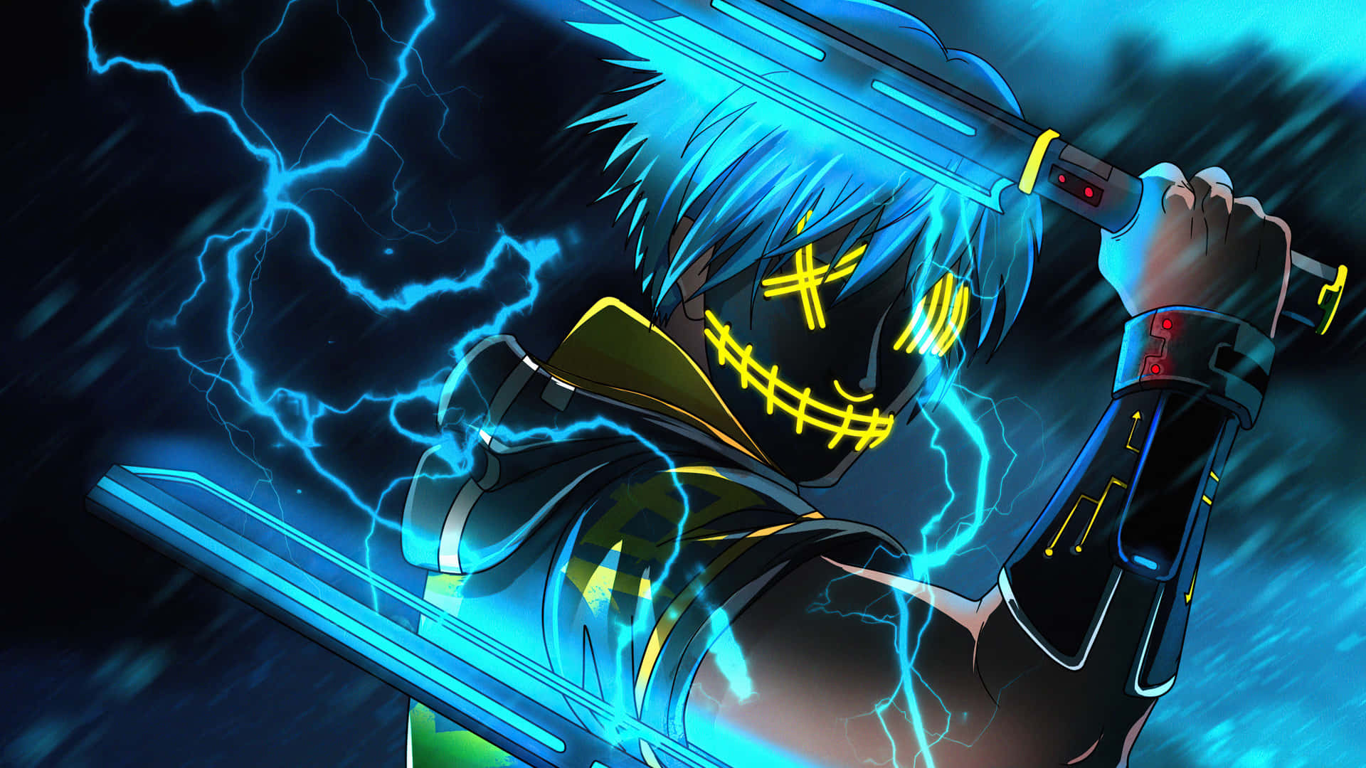 Neon Cyberpunk Anime Boy Wallpaper