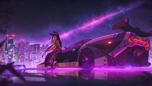 Neon Cyberpunk Car Girl Wallpaper