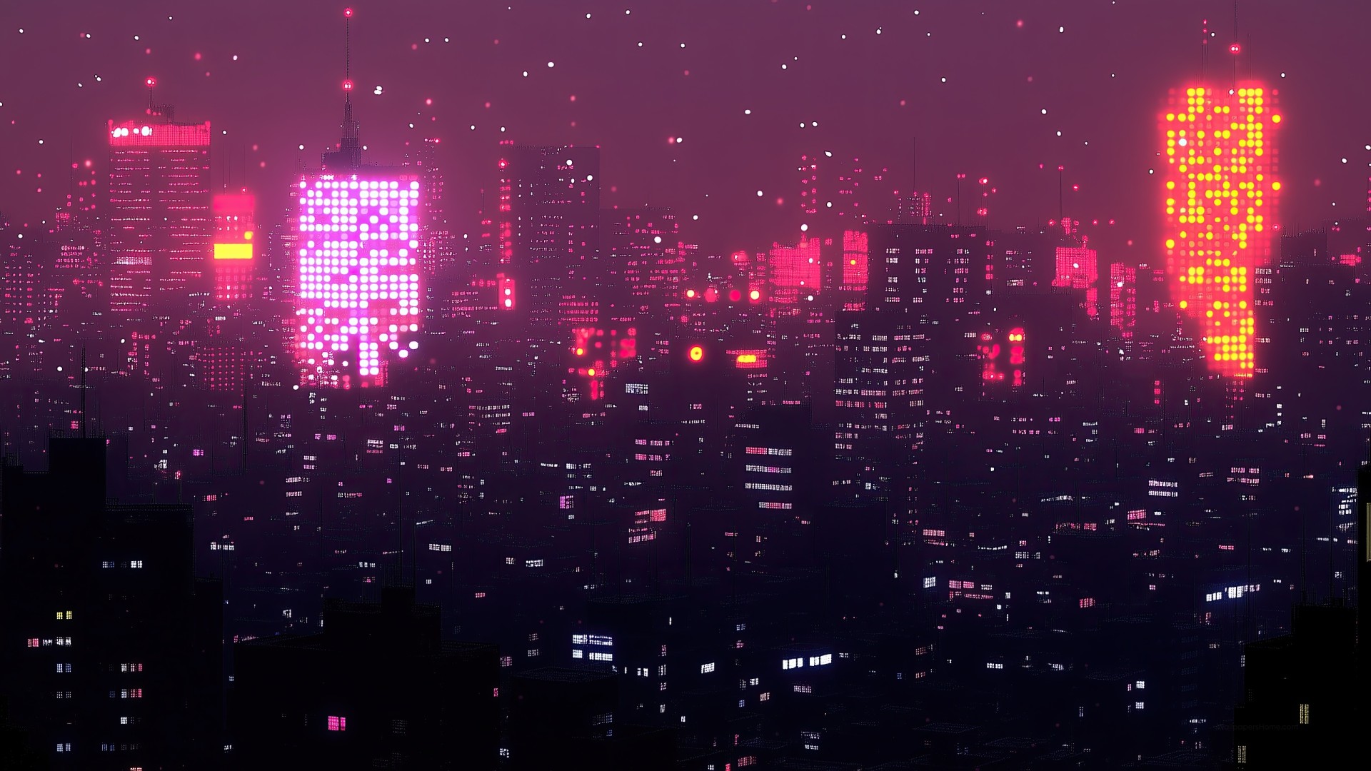 Neon Cyberpunk City Skyline 4K Wallpaper – free HD wallpaper