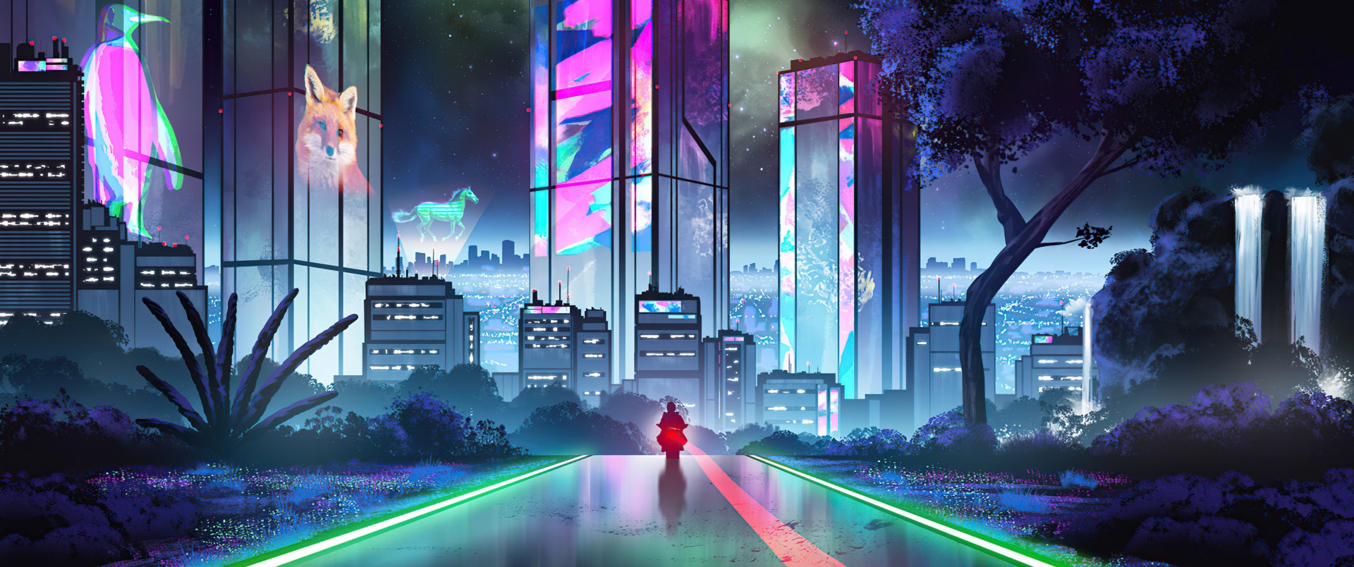 Neon Cyberpunk City Ultrawide Wallpaper – free HD wallpaper