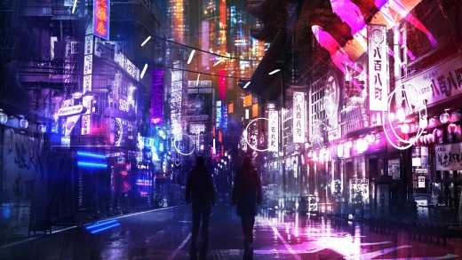 Neon Cyberpunk Street Wallpaper
