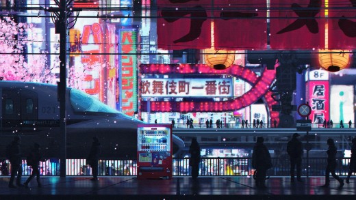 Neon Tokyo Train 5K Wallpaper