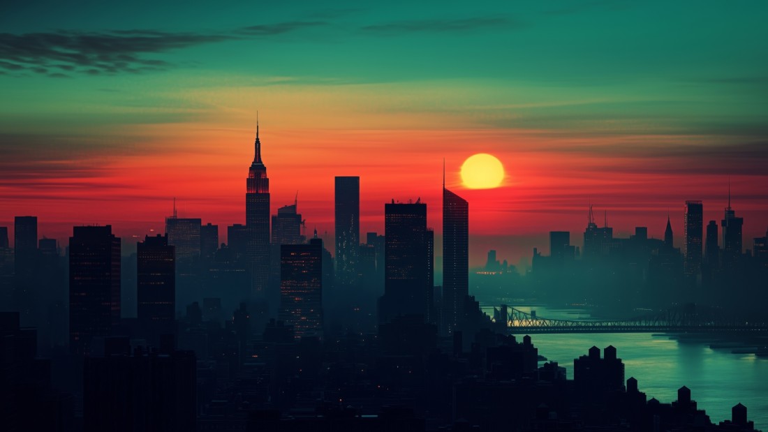 new-york-sunset-skyline-4k-wallpaper-3840×2160