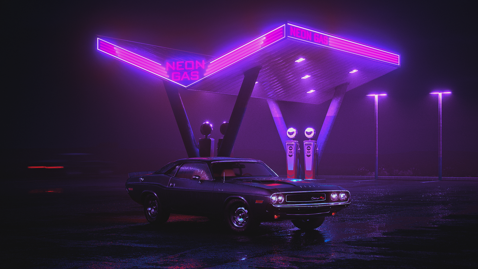 Neon Night Car Wallpaper