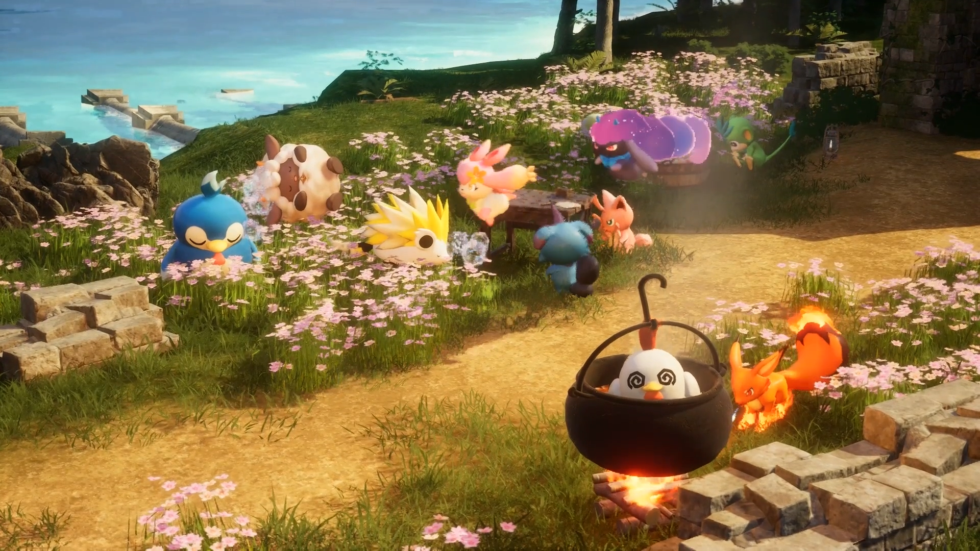 Palworld Cozy Creatures Meadow Wallpaper