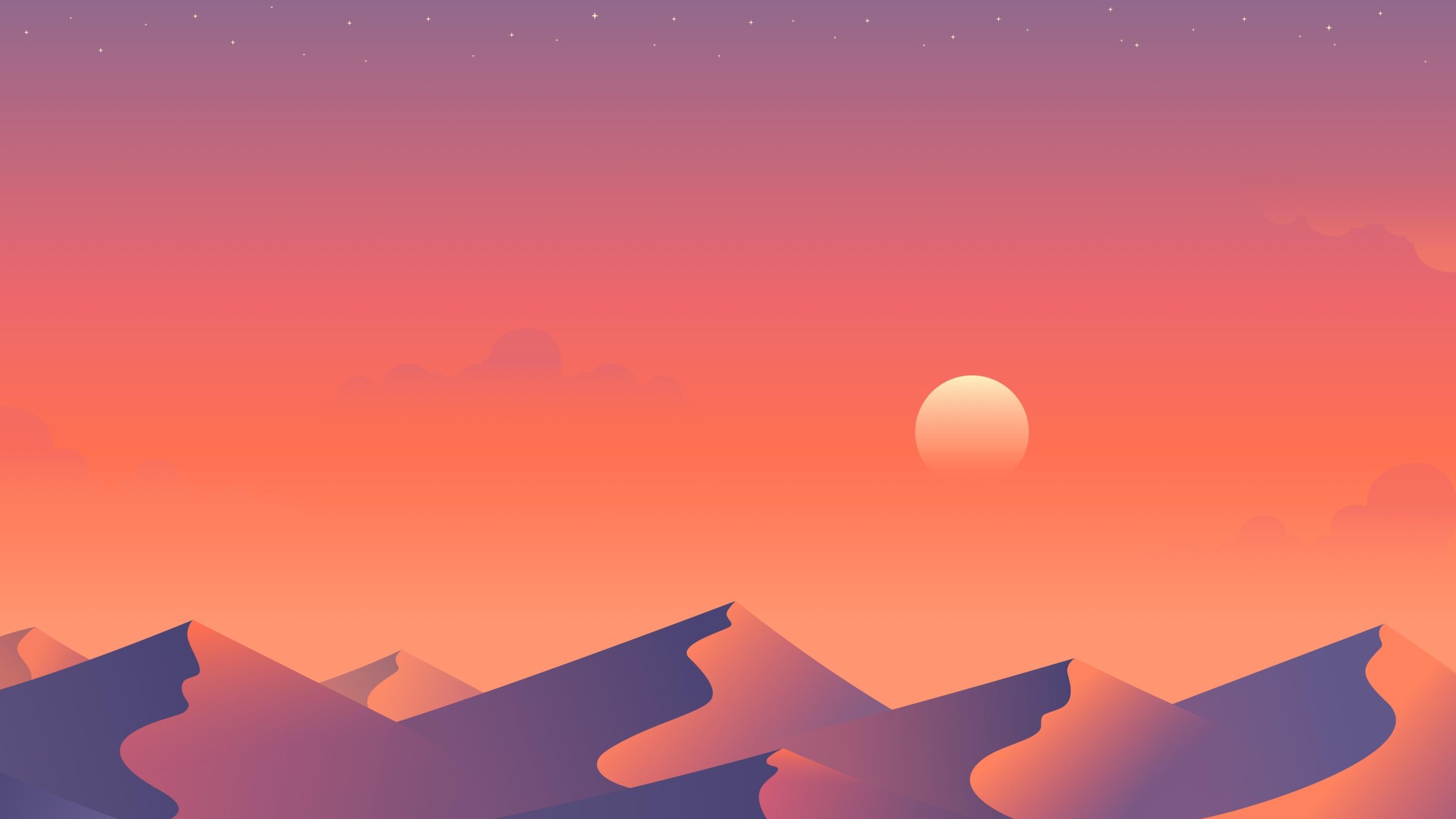 Pastel Desert Sunset Minimal 5K Wallpaper