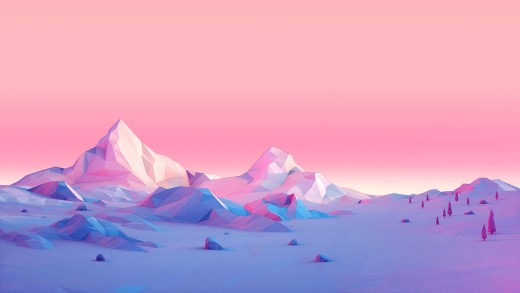 Pastel Low Poly Mountain 4K Wallpaper