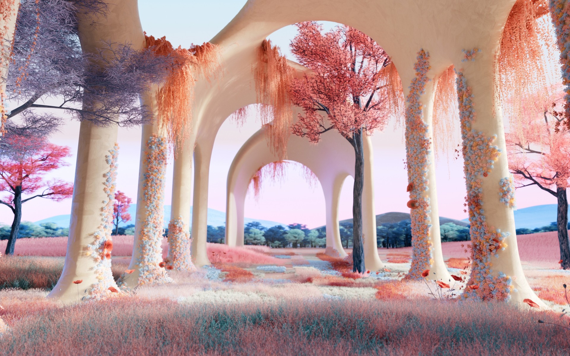 Pastel Surreal Architecture Wallpaper – free HD wallpaper