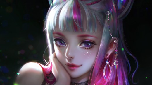 pink-fantasy-anime-girl-wallpaper-violet-eyes-1920×1080