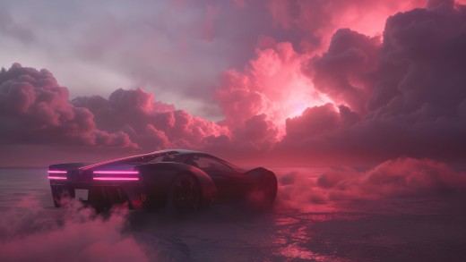 Pink Cloud Supercar Wallpaper