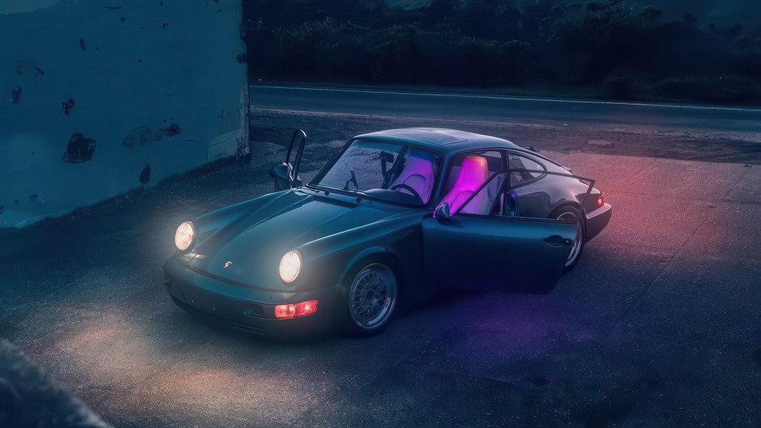 porsche-911-neon-garage-5k-wallpaper-5120×2880