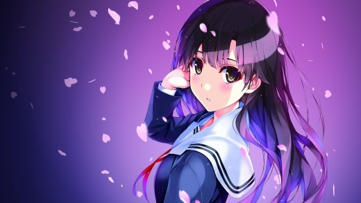 Purple Anime Girl Ultra-Wide Wallpaper