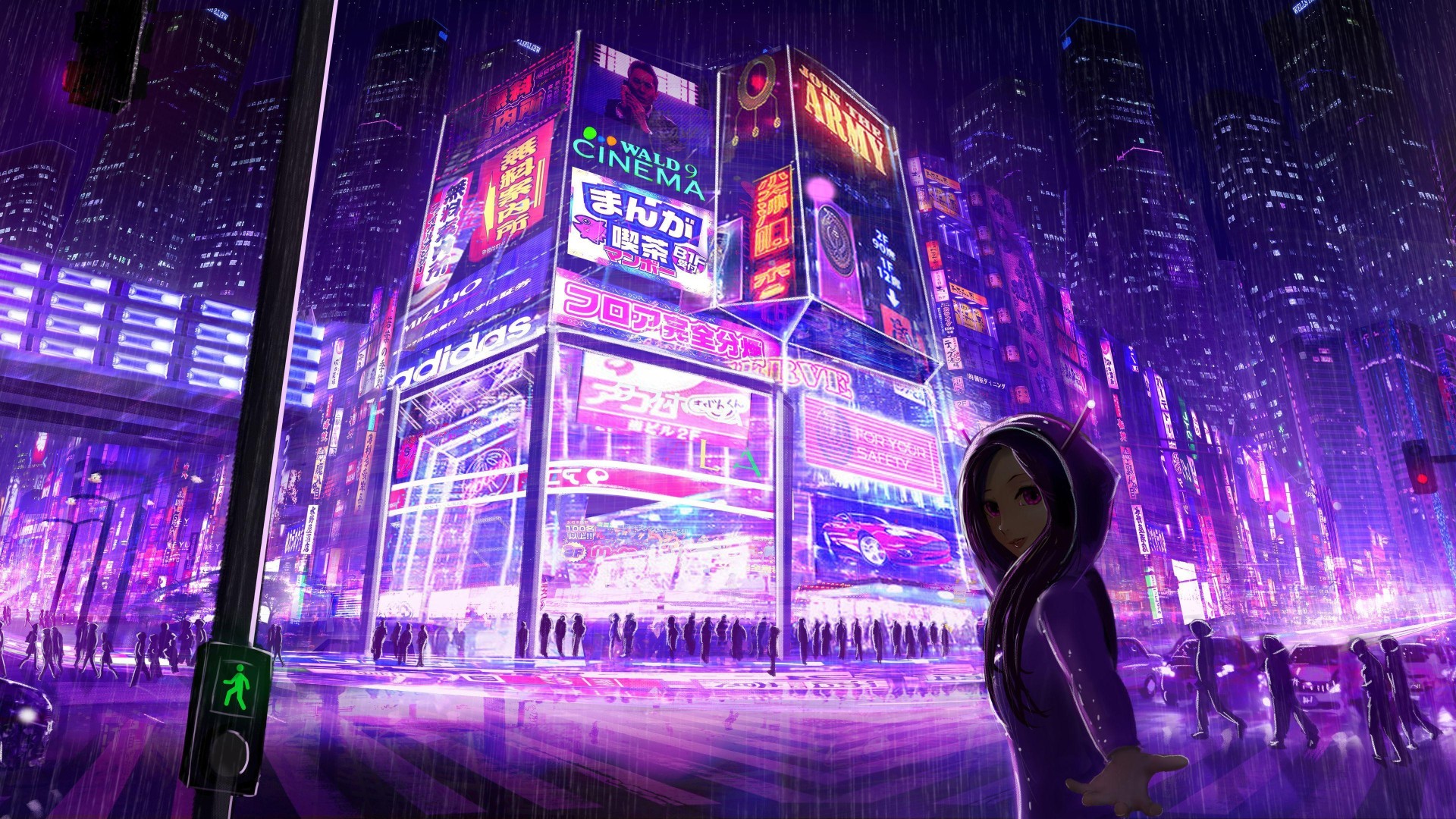 Purple Cyberpunk City 4K Wallpaper – free HD wallpaper