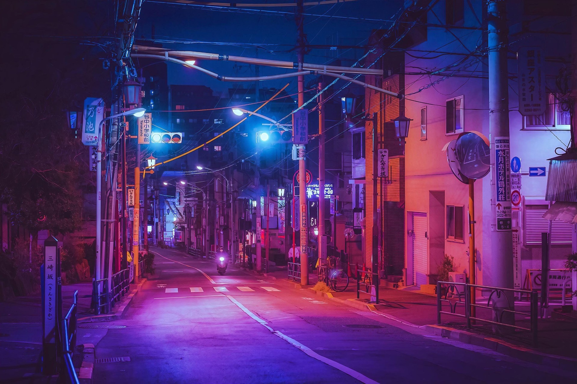 Purple Neon City Street Wallpaper – free HD wallpaper
