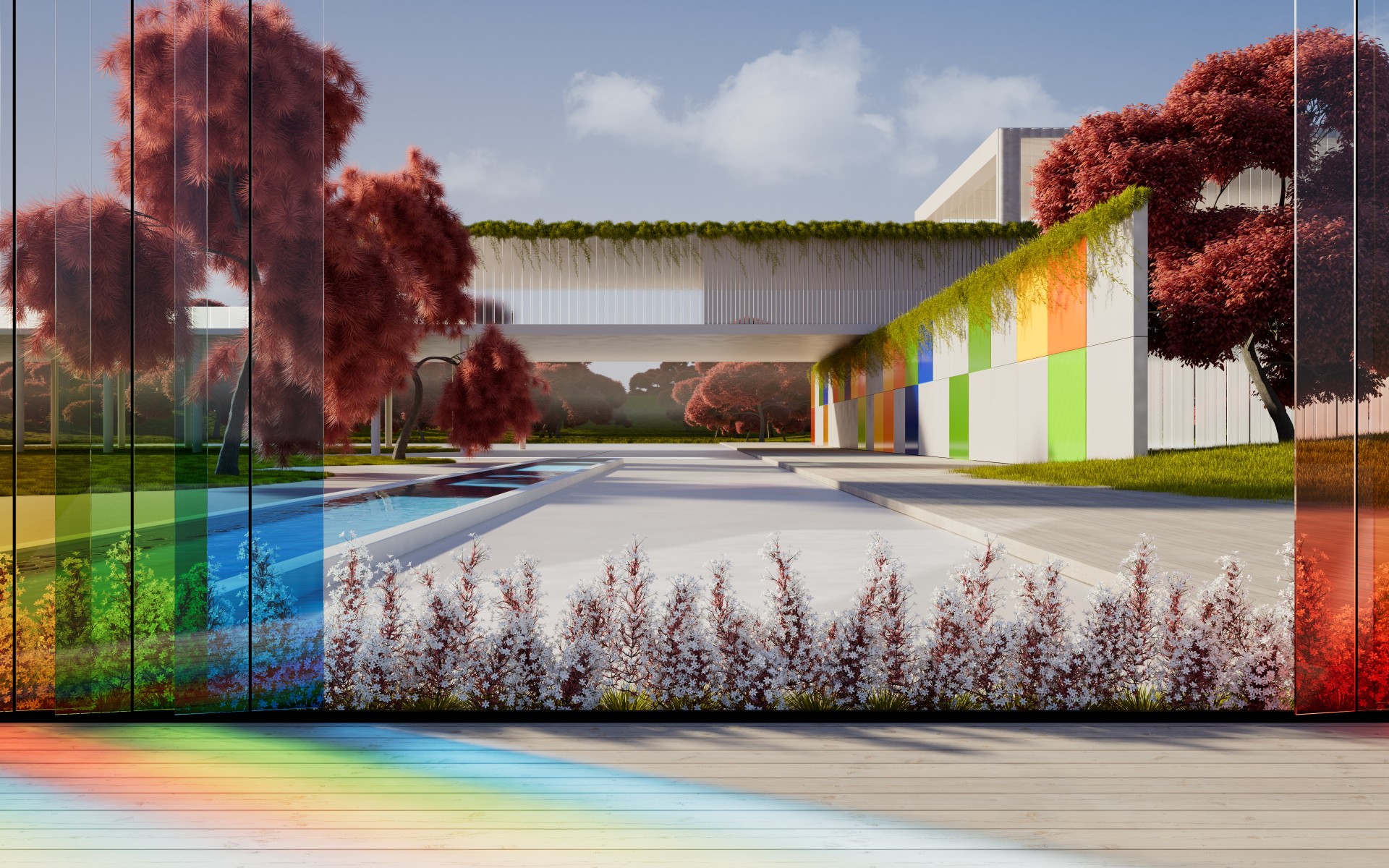 Rainbow Glass Architecture Wallpaper – free HD wallpaper