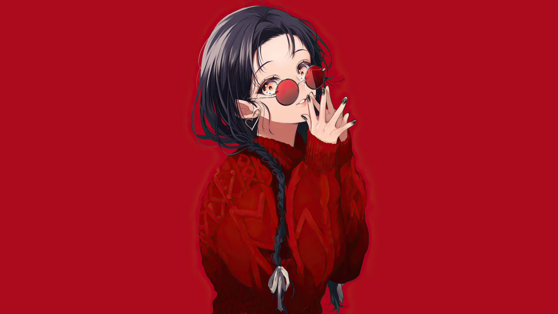 Red Anime Girl Portrait Wallpaper – free HD wallpaper