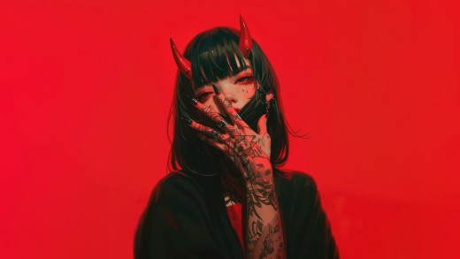 Red Demon Anime Girl Wallpaper