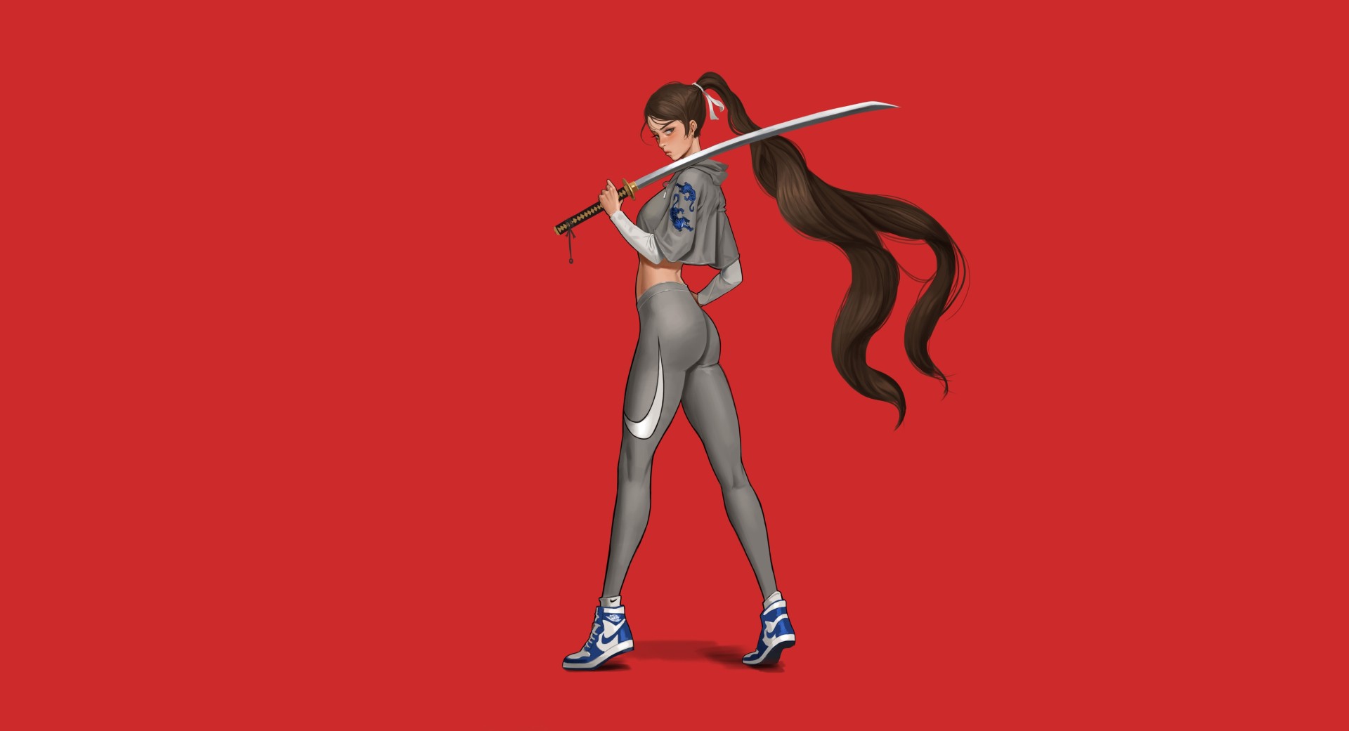 Red Katana Anime Girl Wallpaper – free HD wallpaper
