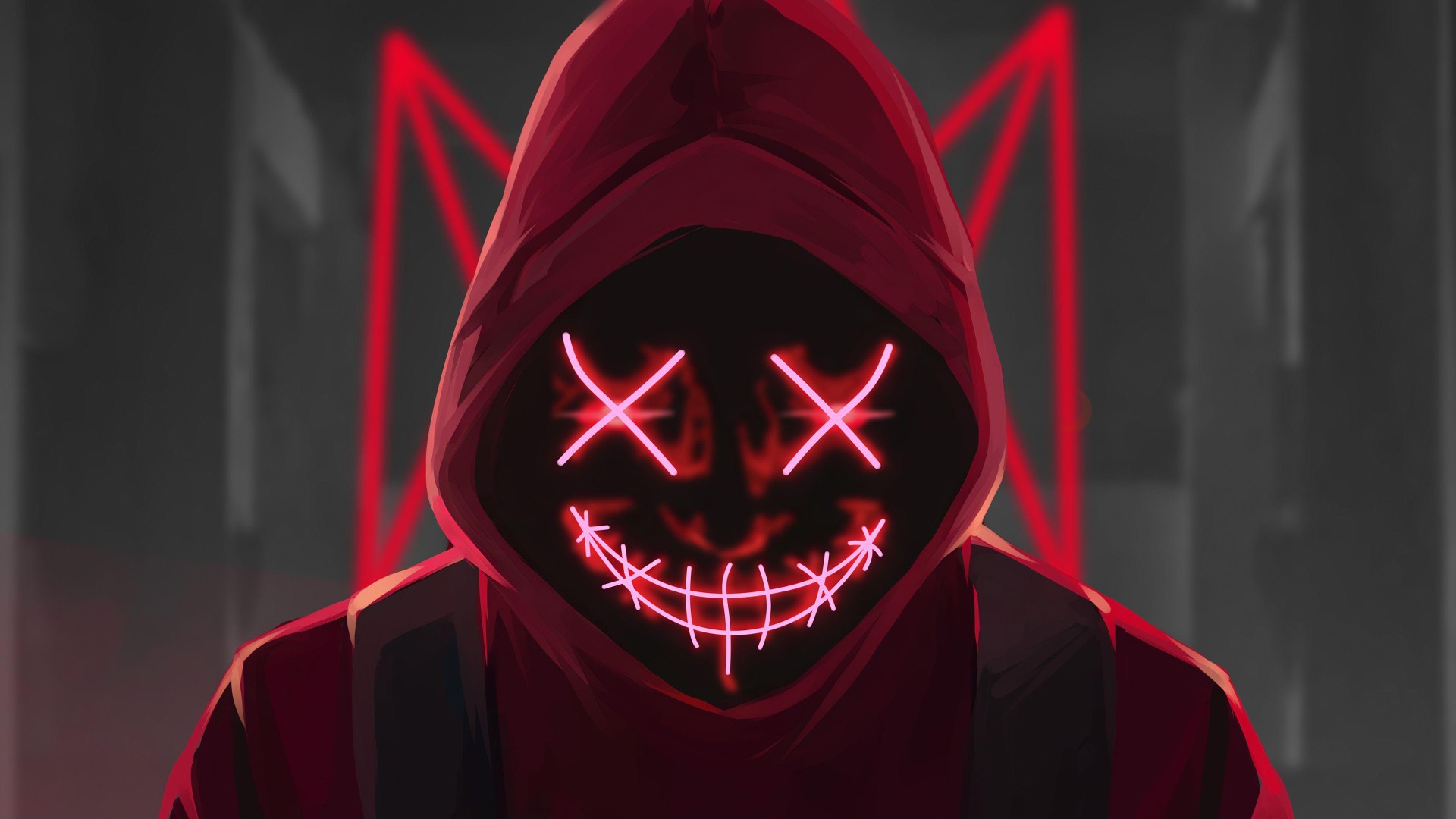 Red Neon Mask Wallpaper – free HD wallpaper