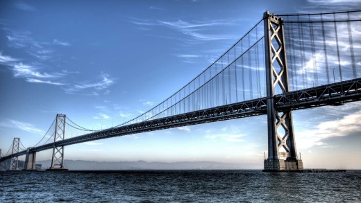 San Francisco Bay Bridge Blue Sky Wallpaper