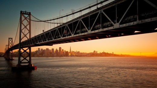 San Francisco Bay Bridge Sunset Wallpaper