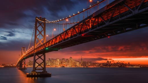 San Francisco Bay Bridge Sunset Wallpaper