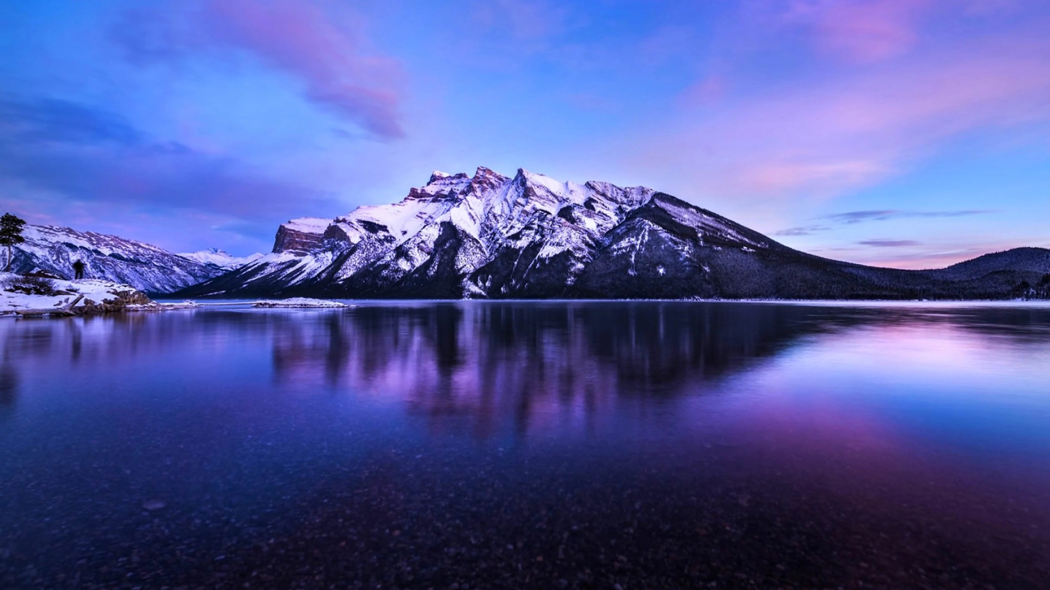 Snowy Mountain Lake Reflection 4K Wallpaper