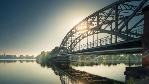 Sunrise Steel Arch Bridge Wallpaper