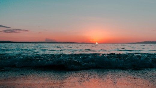 Sunset Beach Waves Wallpaper