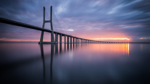 Sunset Bridge Reflection Wallpaper