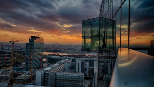 Sunset Glass Tower Cityscape Wallpaper