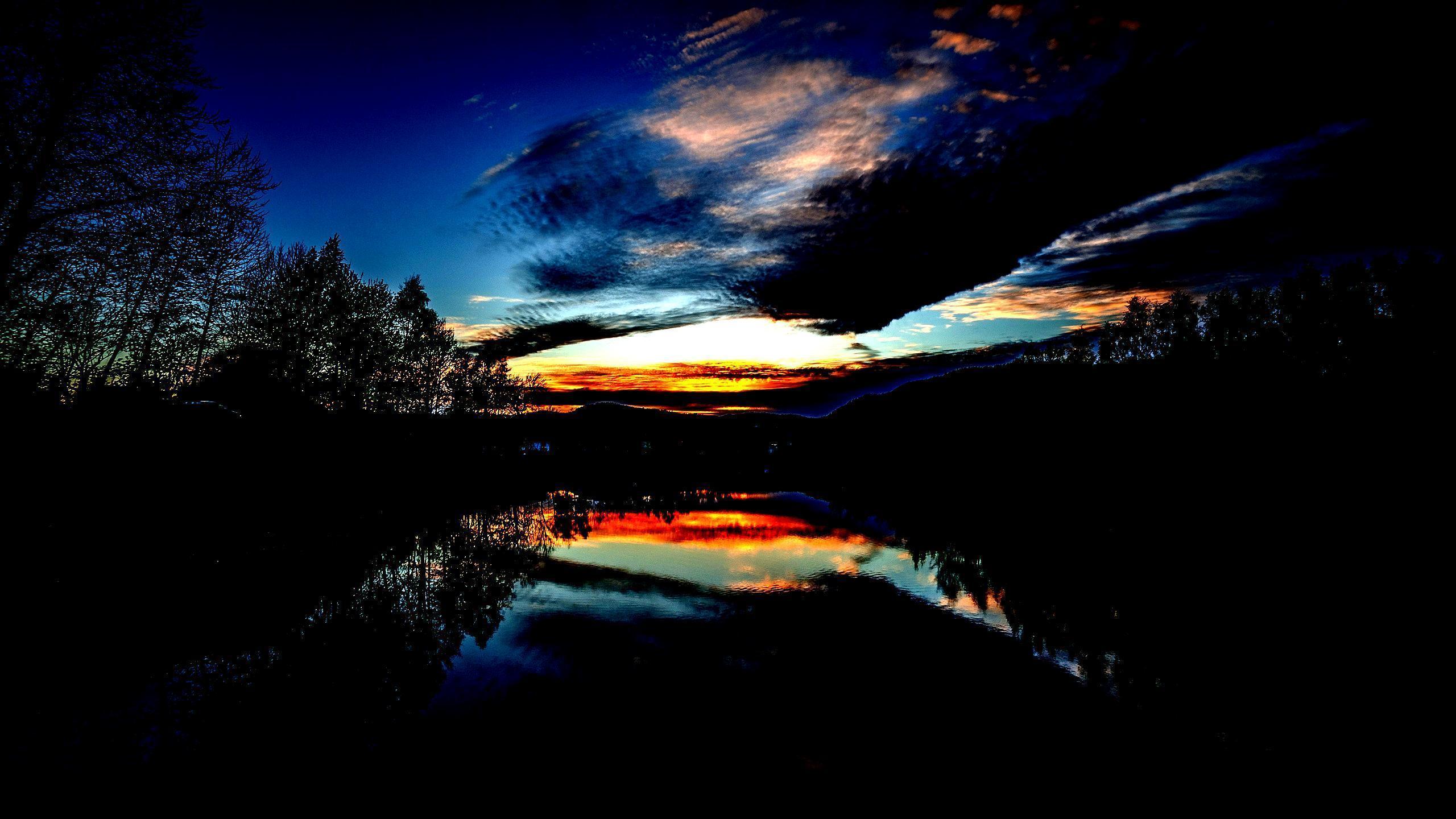 Sunset Lake AMOLED Wallpaper – free HD wallpaper
