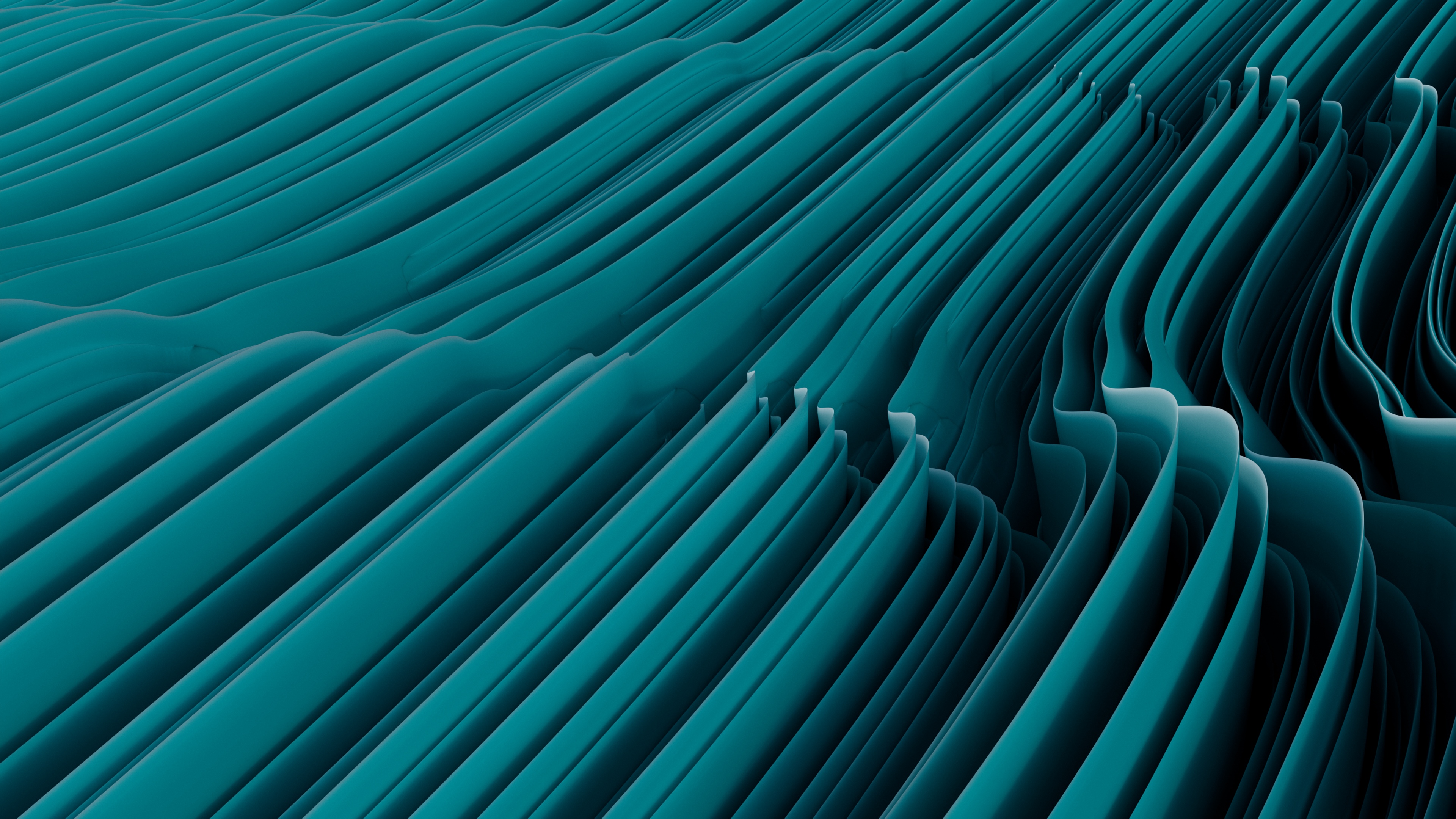 Teal Abstract Wave 4K Wallpaper