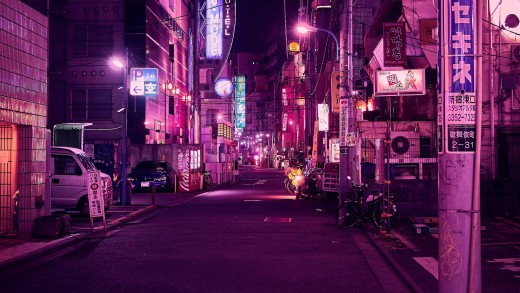 Pink Tokyo Neon Alley Wallpaper