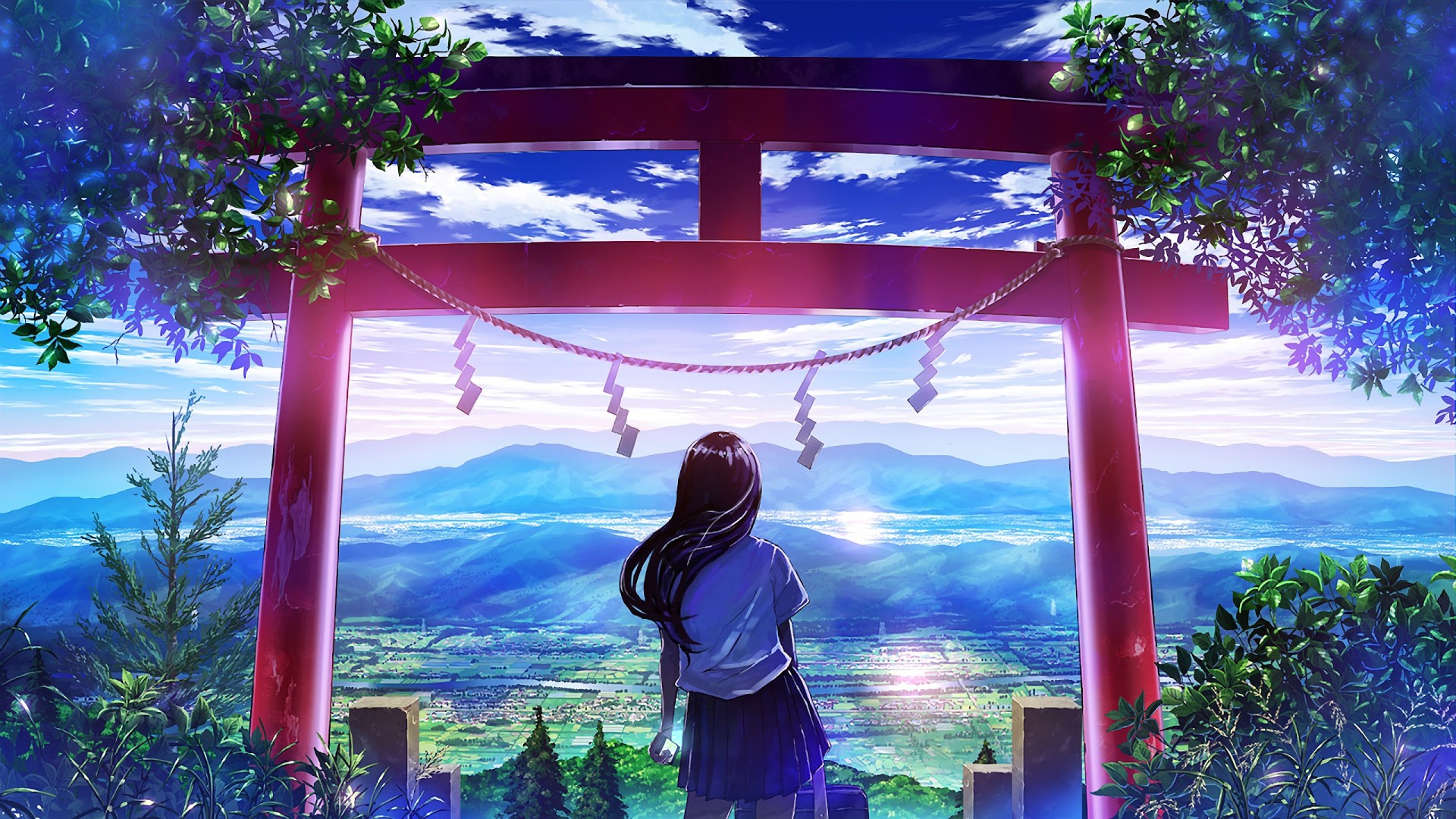 Torii Gate Anime Mountain View Wallpaper – free HD wallpaper