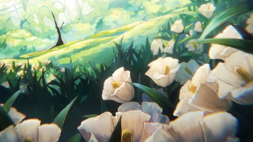 White Flower Anime Meadow Wallpaper