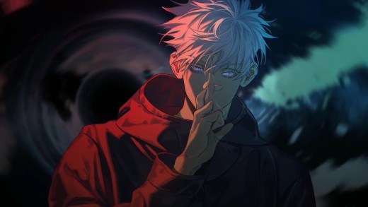 White Hair Red Hoodie Anime Wallpaper